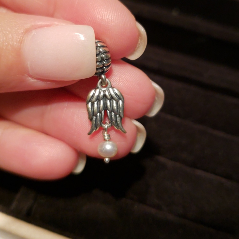 Pandora Guardian Angel Wings With Pearl
